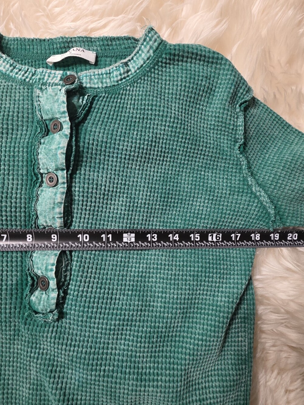 Zenana Mineral Wash Waffle Henley Women's Small Cotton - Picture 9 of 10